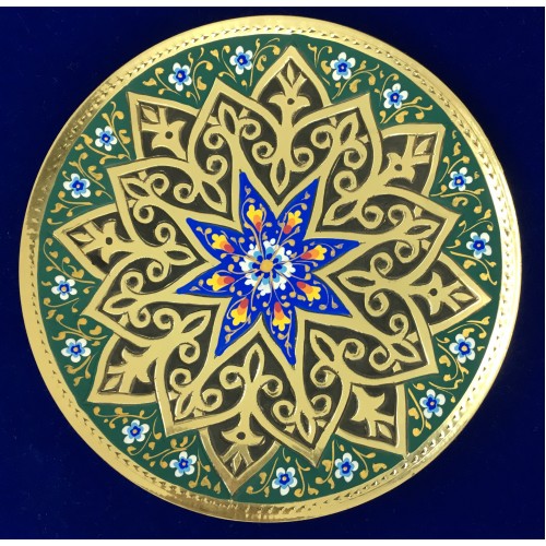 Декоративная навесная тарелочка из меди "Звезда Востока"