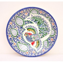 Риштанская керамическая тарелка "Жар птица" 