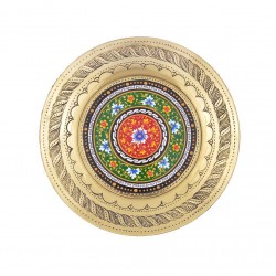 Декоративная навесная тарелочка из меди "Цветочный винтаж"