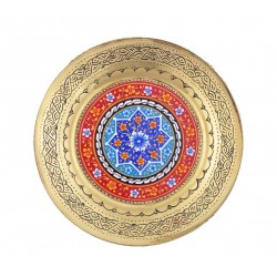 Декоративная навесная тарелочка из меди "Красный круг"