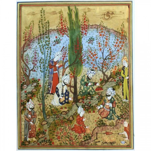 Персидская миниатюра "Пиршество на лоне природы"